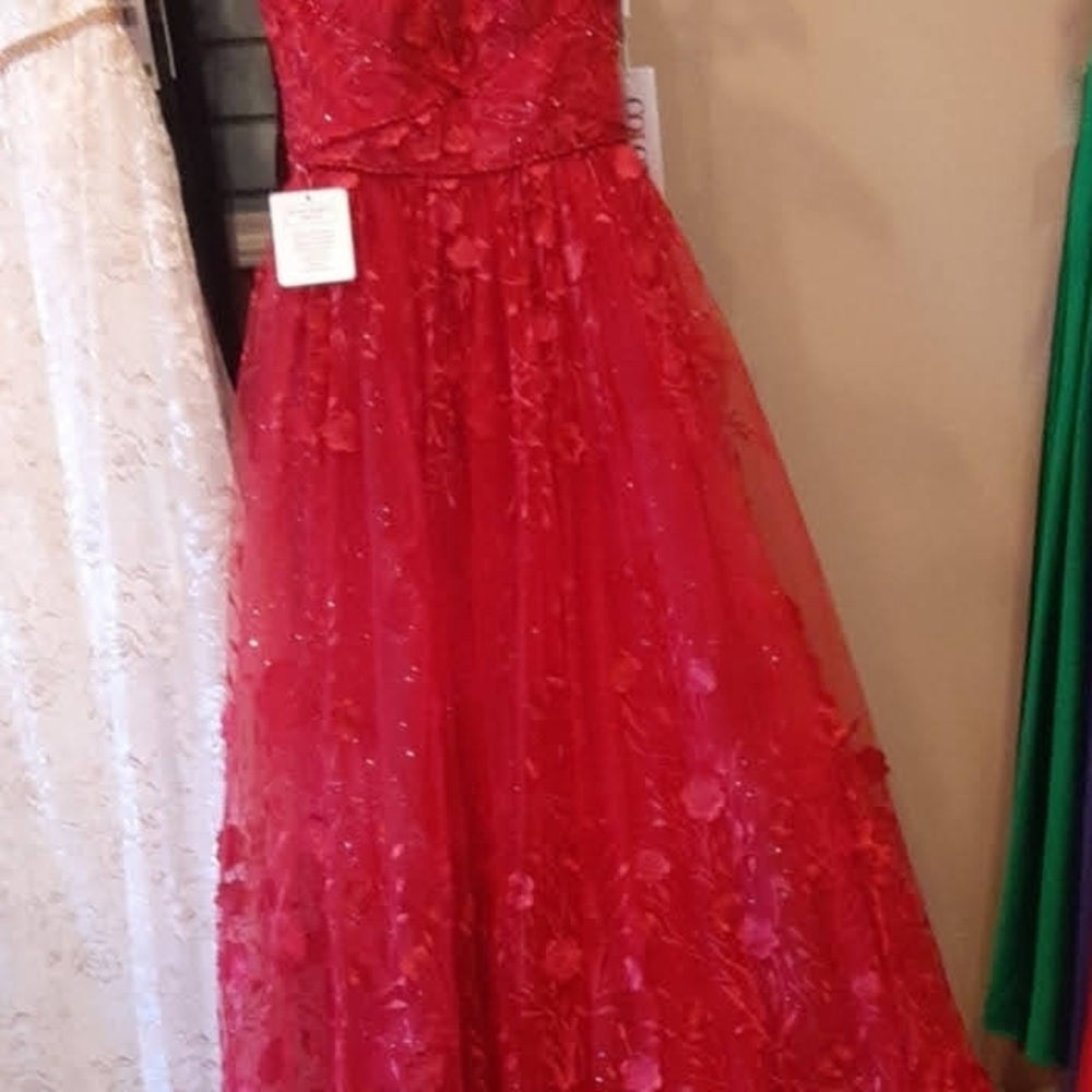 Red Rhinestone Embellished Dress